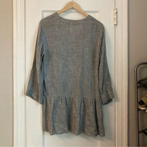 Zara Gray 3/4 Sleeve Drapey Oversized Tunic Top - Picture 2 of 4